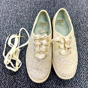 Keds® for Kate Spade New York Glitter Sneaker (Women’s 7 M, Cream)